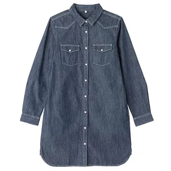 [MUJI 無印良品]女有機棉丹寧洋裝M深藍