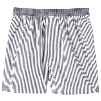 [MUJI 無印良品]男有機棉布帛前開平口褲S暗藍直紋