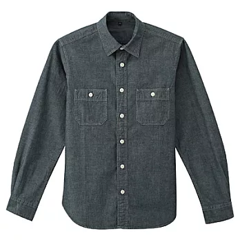 [MUJI 無印良品]男有機棉棉織雙口袋襯衫XL深藍