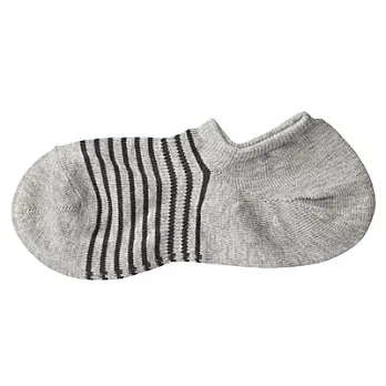[MUJI 無印良品]男棉混橫紋淺口直角襪灰色25~27cm灰色