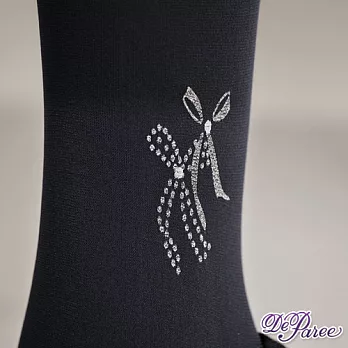 蒂巴蕾120D超細纖維天鵝絨全彈性褲襪-蝴蝶結顯瘦黑