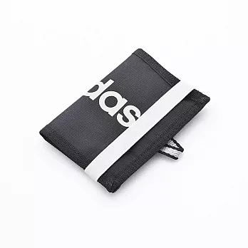 ADIDAS 繽紛運動束帶兩折短夾黑色