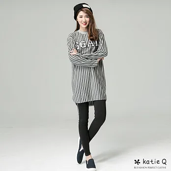 【KatieQ】美式休閒長版上衣FREE灰