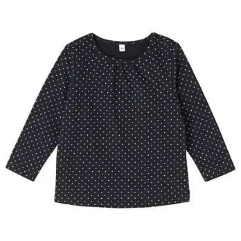 [MUJI 無印良品]女幼有機棉每日兒童服長袖T恤80深藍紋樣