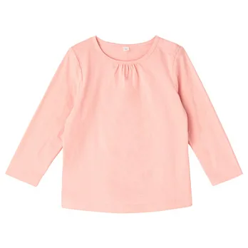 [MUJI 無印良品]女幼有機棉每日兒童服長袖T恤90淺粉