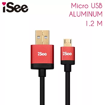 iSee Micro USB 鋁合金充電/資料傳輸線(IS-C68)紅色