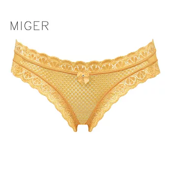 [MIGER密格內衣]魅力蕾絲網紗性感中低腰三角褲-8290-台灣製-FREE金黃色
