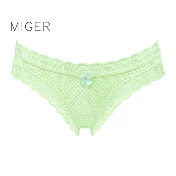 [MIGER密格內衣]魅力蕾絲網紗性感中低腰三角褲-8290-台灣製-FREE綠色