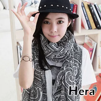 【Lockers 木櫃】韓國巴釐薄紗印花保暖長款絲巾/圍巾(五款任選)藍色幾何