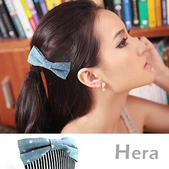 【Hera】赫拉 牛仔布蝴蝶結點點髮梳/髮插(牛仔藍)