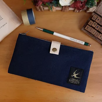 ultrahard Bookplate 藏書票雙拉鍊筆袋系列- 燕子(深藍)