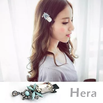 【Hera】赫拉 蜻蜓飛翔大寶石滿鑽邊夾/髮夾/鴨嘴夾(土耳其藍)