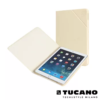 TUCANO iPad Air2 Angolo 時尚可站立式皮革紋保護套米白