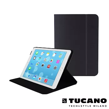 TUCANO iPad Air2 Folio 髮絲紋可站立式保護套黑
