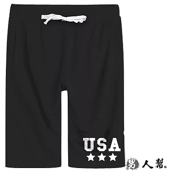【男人幫 】K0453*【潮流人氣USA 美式星星短褲】黑色 2XL號