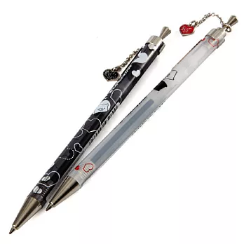 San-X 黑白豬愛心系列自動原子筆。黑色