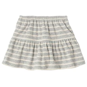 [MUJI 無印良品]幼兒有機棉混圈絨橫紋附褲短裙-90灰橫紋