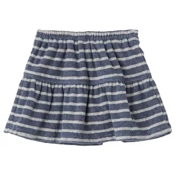 [MUJI 無印良品]幼兒有機棉混圈絨橫紋附褲短裙-80藍橫紋