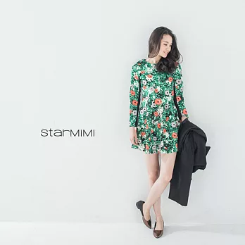 【StarMIMI】綠綠滿花朵洋裝＊S綠