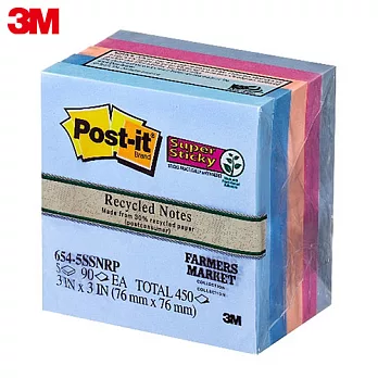 3M Post-it利貼 狠黏便條紙混色包 654-5SSNRP