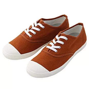 [MUJI 無印良品]棉水洗圓頭帆布鞋25.5橘色