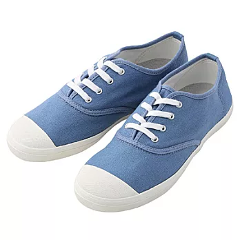 [MUJI 無印良品]棉水洗圓頭帆布鞋25.5藍色