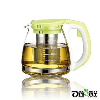 【OMORY】耐熱玻璃張弓壺/茶壺/咖啡壺(附濾網)-1100ml(2色)綠色