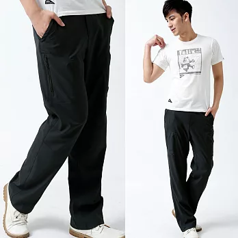 【遊遍天下】中性款吸濕排汗薄款商務休閒長褲(P125)M黑色