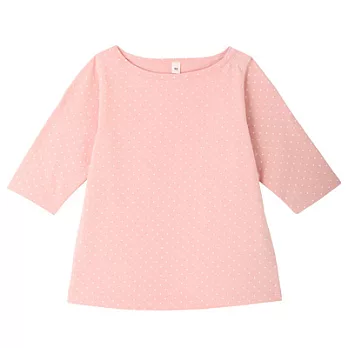 [MUJI 無印良品]幼兒有機棉每日兒童服水玉七分袖T恤90淺粉紋樣