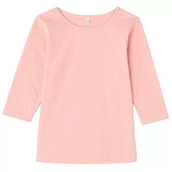 [MUJI 無印良品]兒童有機棉每日兒童服水玉七分袖T恤110淺粉紋樣