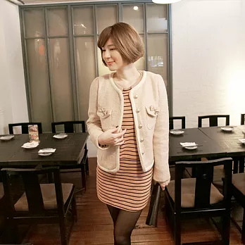 ROSE。甜美女孩立體紋隱形口袋洋裝 粉系