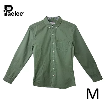 【Paelee 帕里】素面單口袋立領 長袖襯衫M軍綠色