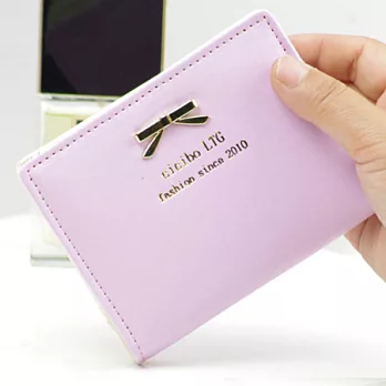 A+ accessories 韓國立體金屬蝴蝶結零錢短夾 (6色可選)夢幻紫