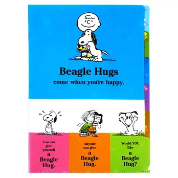 《sun-star》SNOOPY抱抱系列第二彈五層分類文件夾(藍)