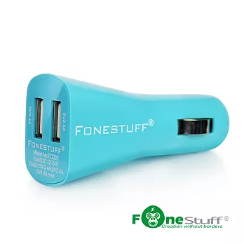 FONESTUFF 瘋金剛 FC002 4.8A超快速雙USB車充藍色