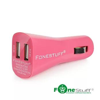 FONESTUFF 瘋金剛 FC002 4.8A超快速雙USB車充粉色