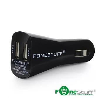 FONESTUFF 瘋金剛 FC002 4.8A超快速雙USB車充黑色