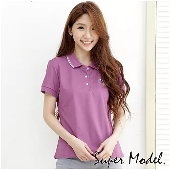 【名模衣櫃】MIT抗UV涼感素色徽章POLO衫-紫色M紫