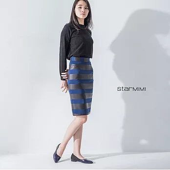 【STARMIMI】現代感條紋裙Korea＊M黑藍