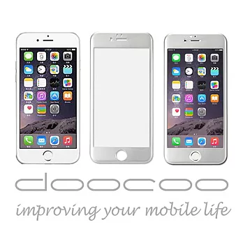 doocoo iPhone6 鈦金屬滿版玻璃保護貼套組 (抗藍光)銀色
