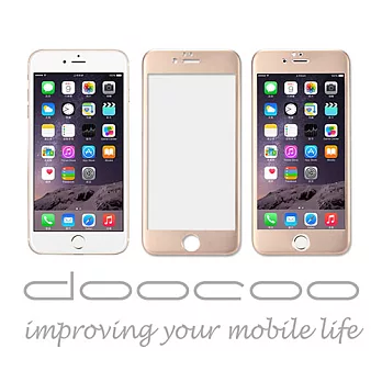 doocoo iPhone6 PLUS 鈦金屬滿版玻璃保護貼套組 (抗藍光)金色