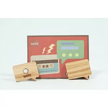 Unic天然原木造型磁鐵(方型對話框)+精品禮卡