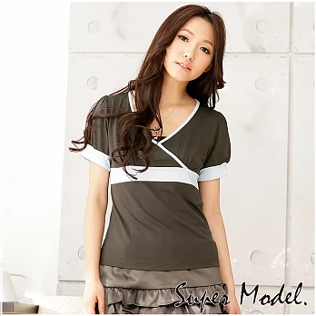 【名模衣櫃】MIT涼感素色V領挖背上衣-深綠M深綠