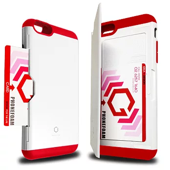 PhoneFoam SECRET iPhone6 Plus插卡式立架吸震保護殼(白/紅)