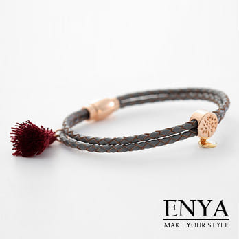 Enya★個性流蘇皮革手環綠色