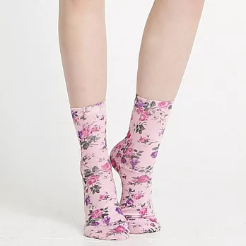 【Corpo X】女款玫瑰印花襪FREE粉紅