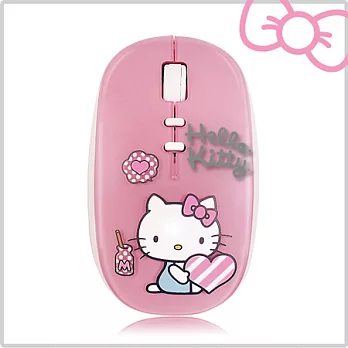 Hello Kitty 鏡面花漾粉 輕巧愛心無線滑鼠 (KT-LG03)花漾粉