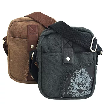 1818 美式塗鴉．圖騰刷邊輕巧斜背包／黑色(1850348-3)