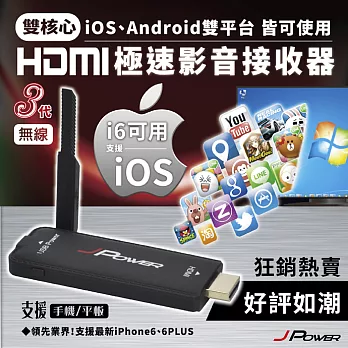 第三代HDMI雙平台/雙核心/極速無線影音接收器/支援Android4.4.2/win8.1筆電/平板 【杰強J-Power】
