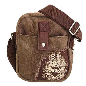1818 美式塗鴉．圖騰刷邊輕巧斜背包／棕色(1850348-B)